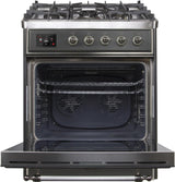 Majestic II 30 Inch Dual Fuel Liquid Propane Freestanding Range in Matte Graphite with Chrome Trim