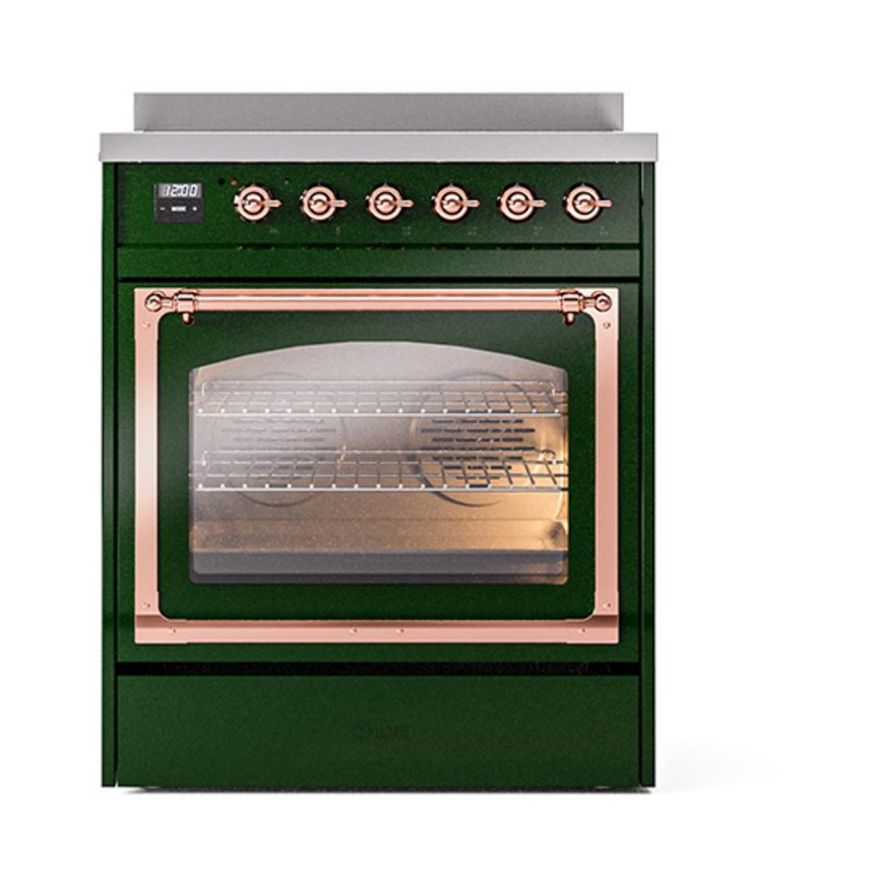 ILVE UNI304NMPEGP Nostalgie II Noblesse 30 inch Induction Range (Triple Glass Door, Emerald Green, Copper)