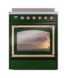 ILVE UNI304NMPEGP Nostalgie II Noblesse 30 inch Induction Range (Triple Glass Door, Emerald Green, Copper)
