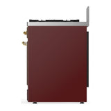 ILVE UM30NR3BUG Majestic III 30 inch Dual Fuel Range with 5 Black Brass Burners, Dual Function Burner up to 25,000 BTU (Natural Gas, Triple Glass Door, Burgundy, Brass)
