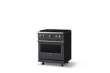 30"W. Sealed Burner Gas Range (Finish: Cast Black, Trim: Polished Chrome, Fuel: Propane)