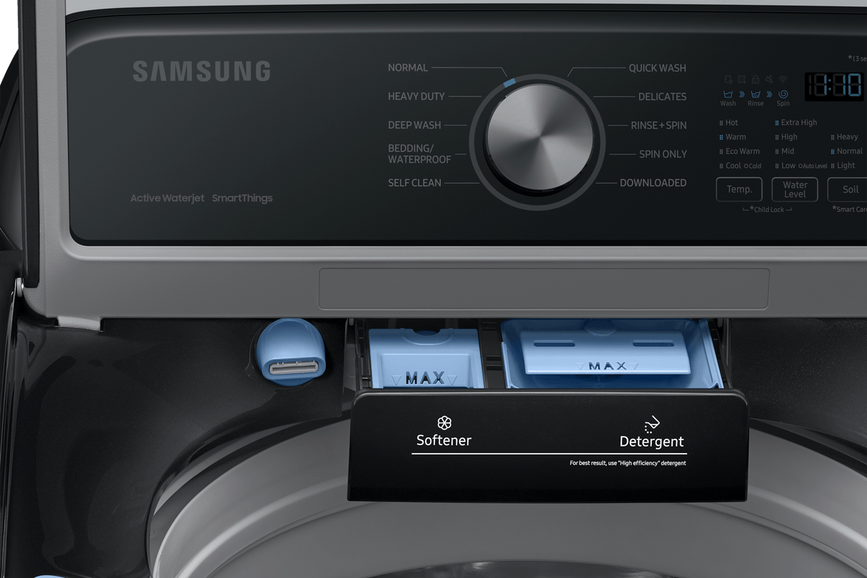 4.6 cu. ft. Large Capacity Smart Top Load Washer with ActiveWave™ Agitator and Active WaterJet in Brushed Black