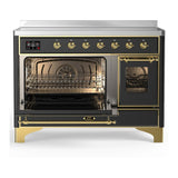 ILVE UMIB48NR3MGG Majestic III 48 inch Induction Range with 6 Elements, 5.02 cu. ft. Total Oven Capacity (Triple Glass Door, Graphite Matte, Brass)