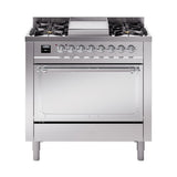 ILVE UN36FQNMPSSCLP Nostalgie II Noblesse 36 inch Dual Fuel Range (Liquid Propane, Solid Door, Stainless Steel, Chrome)