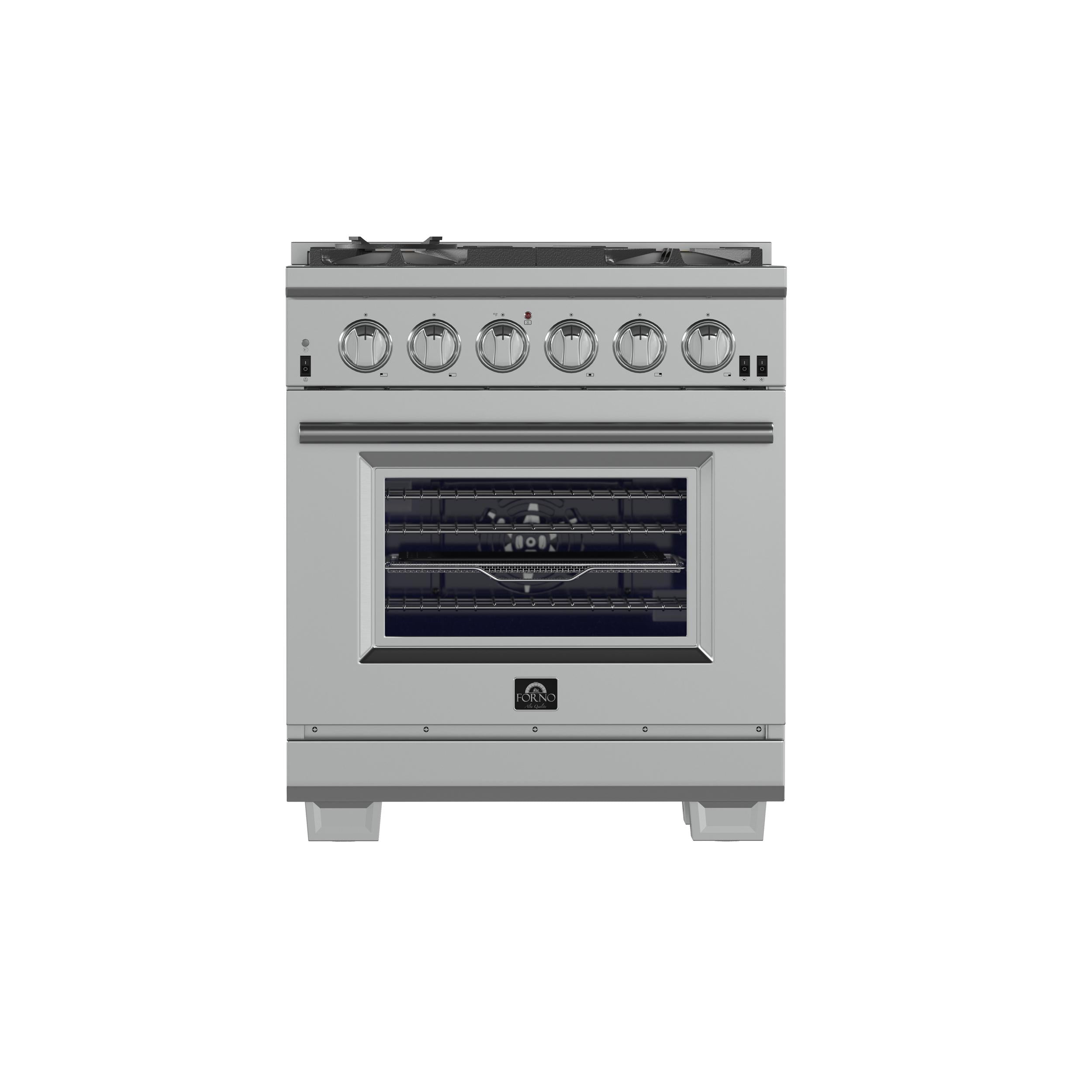 Forno Capriasca 30-Inch Freestanding Gas Range, 4 Burners, True Convection Oven