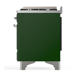ILVE UM60FSQNR3EGC Majestic III 60 inch Dual Fuel Range with 7 Burners, Griddle and French Top, Dual Function Burner with up to 25,000 BTU (Natural Gas, Solid Door, Emerald Green, Chrome)