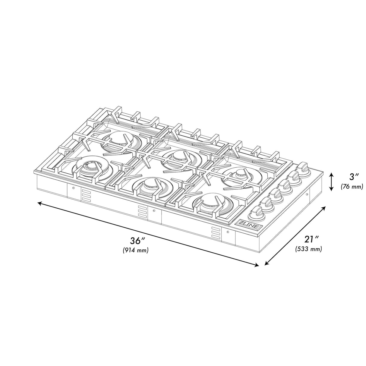 ZLINE Dropin Cooktop in Stainless Steel (Gas) (RC36) [Color: ZLINE Dropin Cooktop in Stainless Steel (Gas) (RC36)]