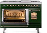 Nostalgie II 48 Inch Dual Fuel Liquid Propane Freestanding Range in Emerald Green with Bronze Trim