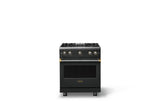 30"W. Sealed Burner Gas Range (Finish: Antique Bronze, Trim: Brushed Brass, Fuel: Propane)