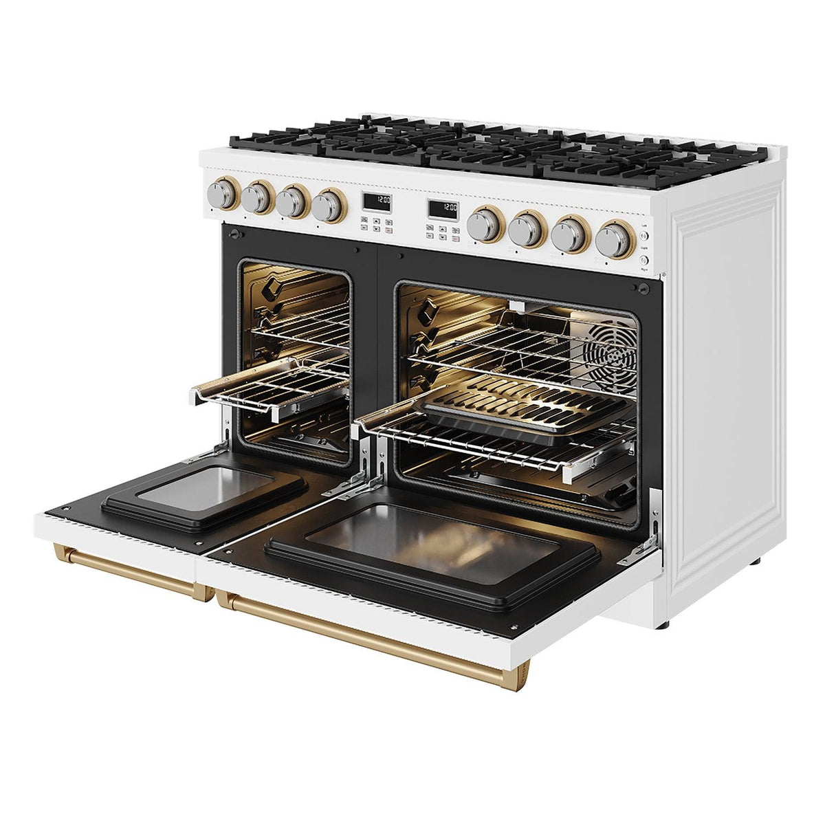 48 Inch Contemporary Professional Liquid Propane Range In White/bronze