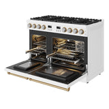 48 Inch Contemporary Professional Gas Range In White/bronze
