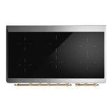 ILVE UMIB48QNR3AWG Majestic III 48 inch Induction Range with 6 Elements, 5.02 cu. ft. Total Oven Capacity (Solid Door, Antique White, Brass)