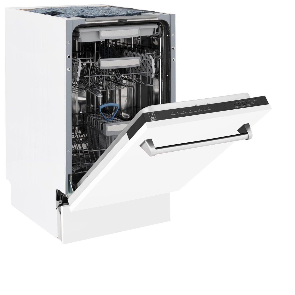 ZLINE 18" Tallac Series 3rd Rack Top Control Dishwasher with Traditional Handle, 51dBa [Color: White Matte]
