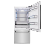 ZLINE Autograph Edition 36 in. 19.8 cu. ft. Built-In Bottom Freezer Refrigerator with Water Dispenser and Ice Maker in Stainless Steel with Matte Black Accents (RBITZ-304-36MB)