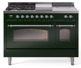 Nostalgie II 48 Inch Dual Fuel Liquid Propane Freestanding Range in Emerald Green with Chrome Trim