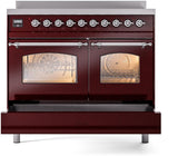 Nostalgie II 40 Inch Electric Freestanding Range in Burgundy with Chrome Trim