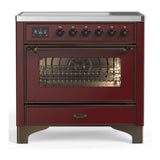 ILVE UMIB36NR3BUB Majestic III 36 inch Induction Range with 6 Elements, 3.5 cu. ft. Total Oven Capacity (Triple Glass Door, Burgundy, Burnished)