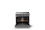 36"W. Induction Range (Finish: Damascus Gray, Trim: Polished Chrome)