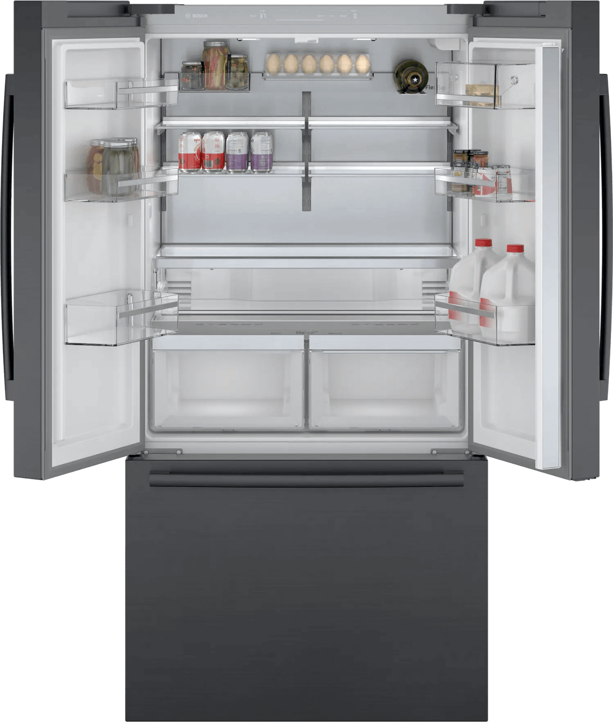 800 Series French Door Bottom Mount Refrigerator 36" Black Stainless Steel