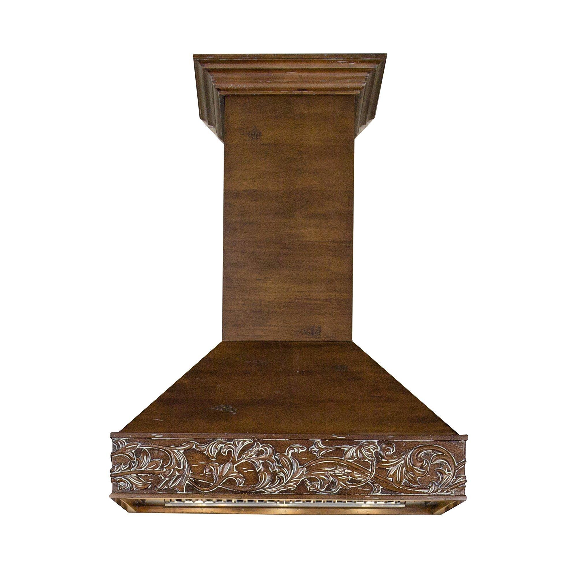 ZLINE Wooden Wall Mount Range Hood in Walnut - Includes Remote Motor (373RR) [Size: 36 Inch, CFM: 700]