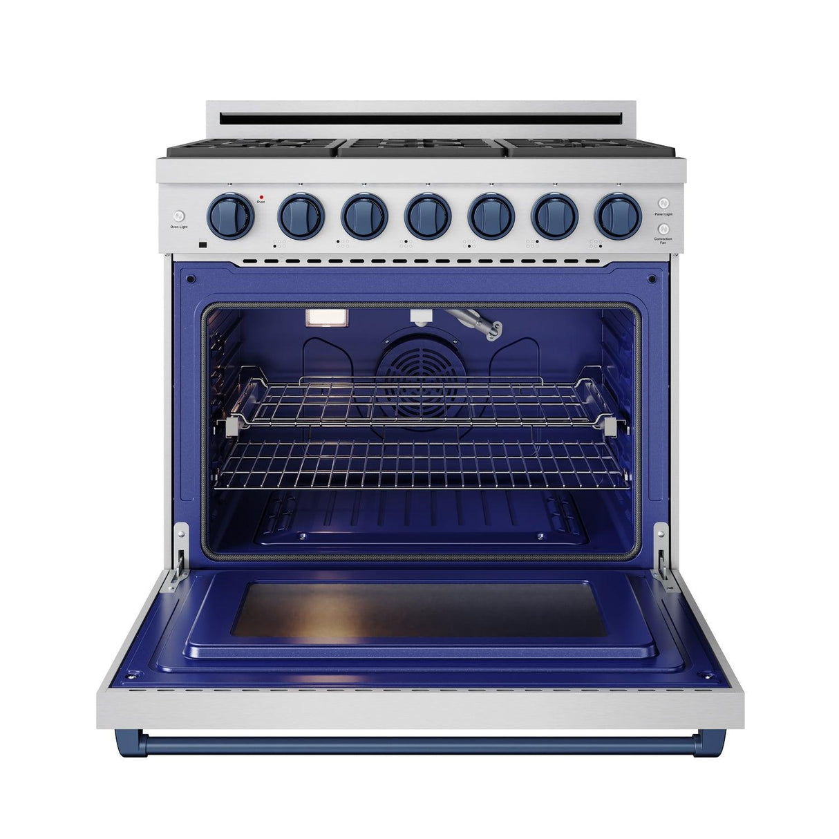 36 Inch Professional Liquid Propane Range With Precision Knob In Stainless Steel and Blue  Gordon Ramsay Series