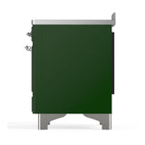 ILVE UMIB48QNR3EGC Majestic III 48 inch Induction Range with 6 Elements, 5.02 cu. ft. Total Oven Capacity (Solid Door, Emerald Green, Chrome)