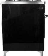 Majestic II 40 Inch Dual Fuel Liquid Propane Freestanding Range in Glossy Black with Chrome Trim