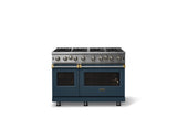 48"W. Open Burner Gas Range (Finish: Squall, Trim: Brushed Brass, Fuel: Propane)
