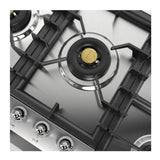 ILVE UHCPT125FNSSC Nostalgie II 48 inch Built-In Gas Cooktop with Total Black Brass Burners, in Stainless Steel (6 Sealed Burners + Left Griddle, Natural Gas, Chrome)