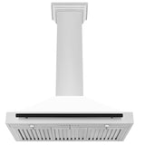 ZLINE 36 in. Autograph Edition Convertible Stainless Steel Range Hood with White Matte Shell and Champagne Bronze Accents (KB4STZ-WM36-CB) [Color: Matte Black Accents]
