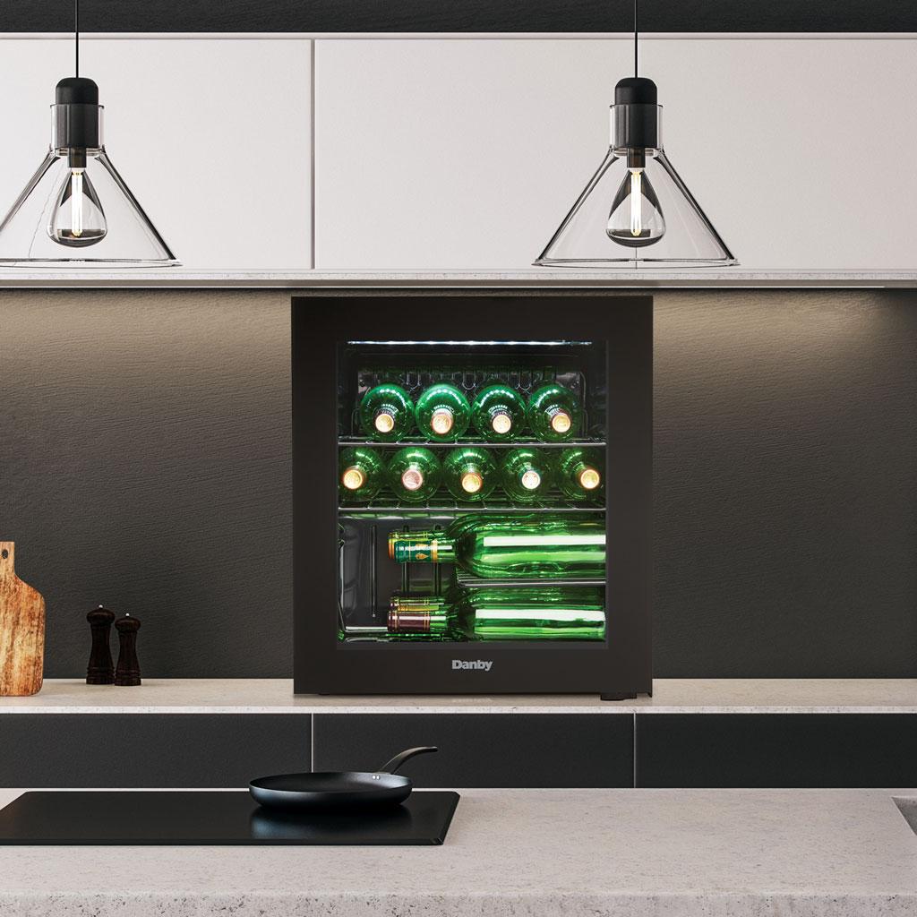 Danby 16 Bottle Free-Standing Wine Cooler in Black