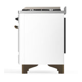 ILVE UM48FNR3WHBLP Majestic III 48 inch Dual Fuel Range with 8 Burners and Griddle, Dual Function Burner up to 25,000 BTU (Liquid Propane, Triple Glass Door, White, Burnished)