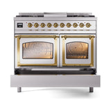 ILVE UND40FNMPSSG Nostalgie II Noblesse 40 inch Dual Fuel Range (Natural Gas, Triple Glass Door, Stainless Steel, Brass)
