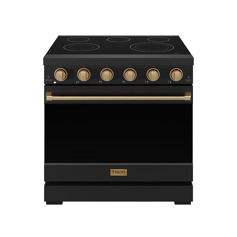 36 Inch Professional Electric Range In Black/bronze  Gordon Ramsay Series