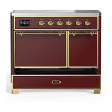 ILVE UMDIB40QNR3BUG Majestic III 40 inch Induction Range with 6 Elements, 3.82 cu. ft. Total Oven Capacity (Solid Door, Burgundy, Brass)