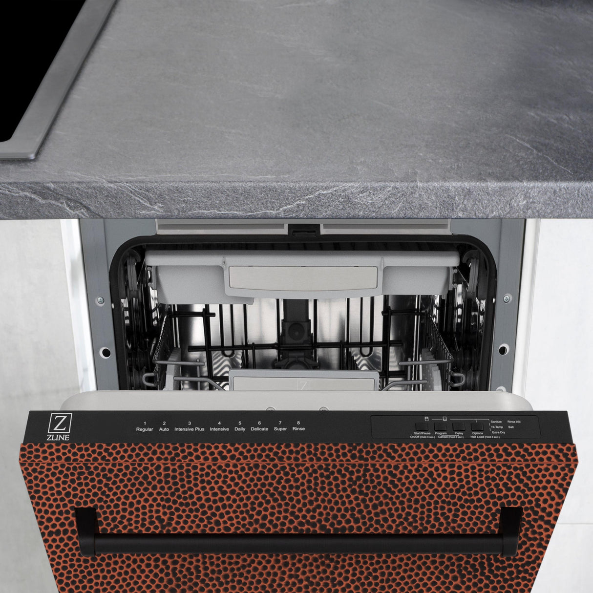 ZLINE 18" Tallac Series 3rd Rack Top Control Dishwasher with Traditional Handle, 51dBa [Color: Hand Hammered Copper]
