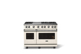 48"W. Sealed Burner Gas Range (Burner: 6g, Finish: Pure White, Trim: Polished Chrome, Fuel: Natural Gas)