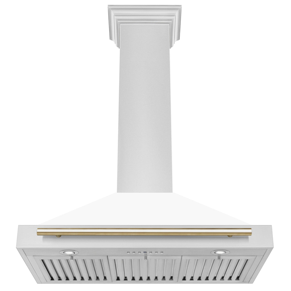 ZLINE 36 in. Autograph Edition Convertible Stainless Steel Range Hood with White Matte Shell and Champagne Bronze Accents (KB4STZ-WM36-CB) [Color: Gold Accents]