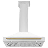 ZLINE 36 in. Autograph Edition Convertible Stainless Steel Range Hood with White Matte Shell and Champagne Bronze Accents (KB4STZ-WM36-CB) [Color: Gold Accents]