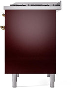 Nostalgie II 40 Inch Dual Fuel Liquid Propane Freestanding Range in Burgundy with Brass Trim