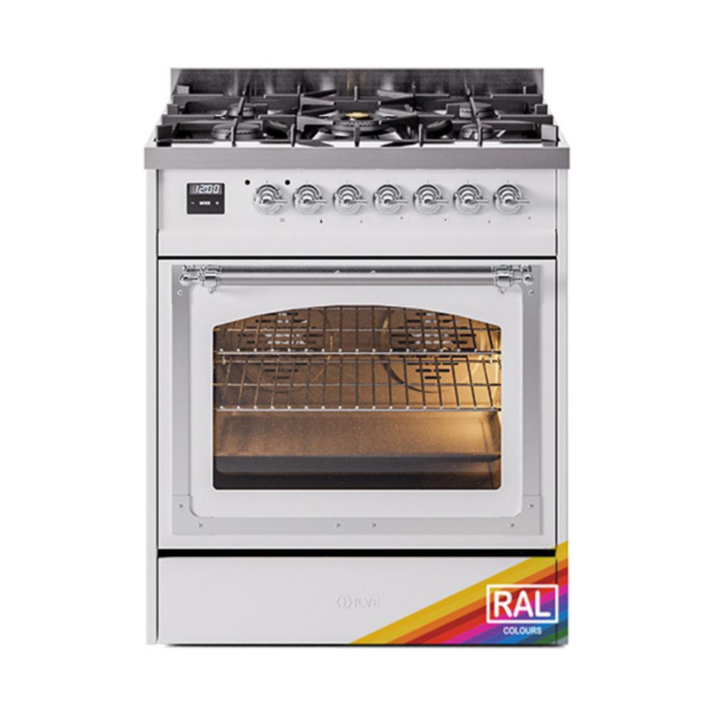 ILVE UN30NMPRACLP Nostalgie II Noblesse 30 inch Dual Fuel Range (Liquid Propane, Triple Glass Door, RAL, Chrome)