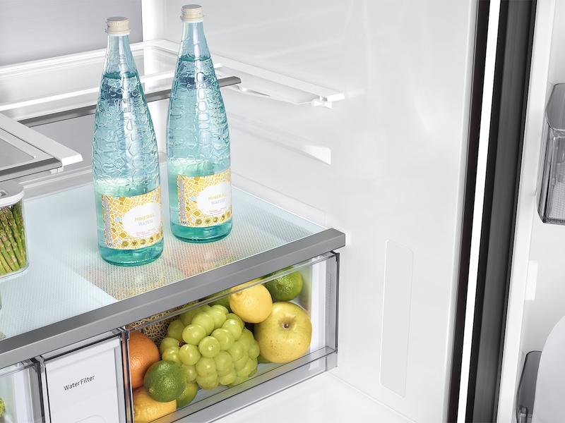 Bespoke 23 cu. ft. Counter Depth 4-Door French Door Refrigerator with AI Family Hub™+ AI Vision Inside™ in White Glass