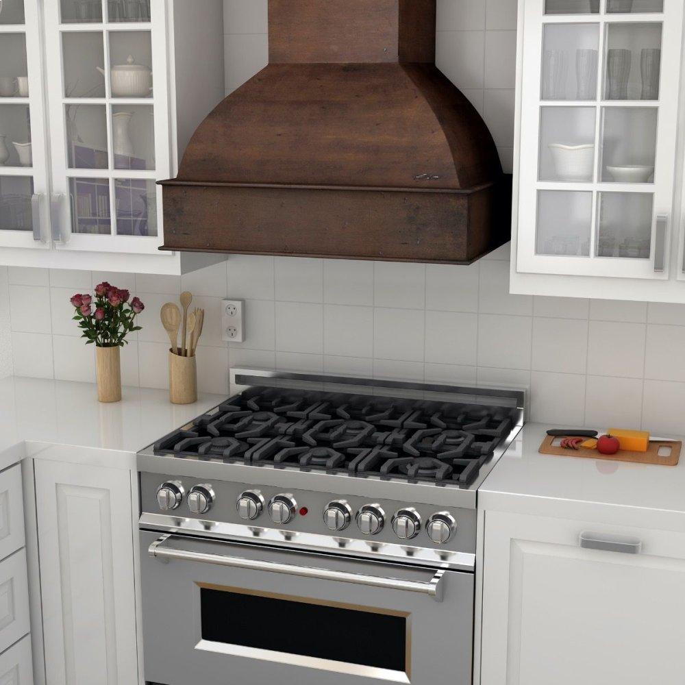 ZLINE 36 in. Wooden Wall Mount Range Hood in Walnut and Hamilton - Includes Remote Motor (369WH-RS-36)