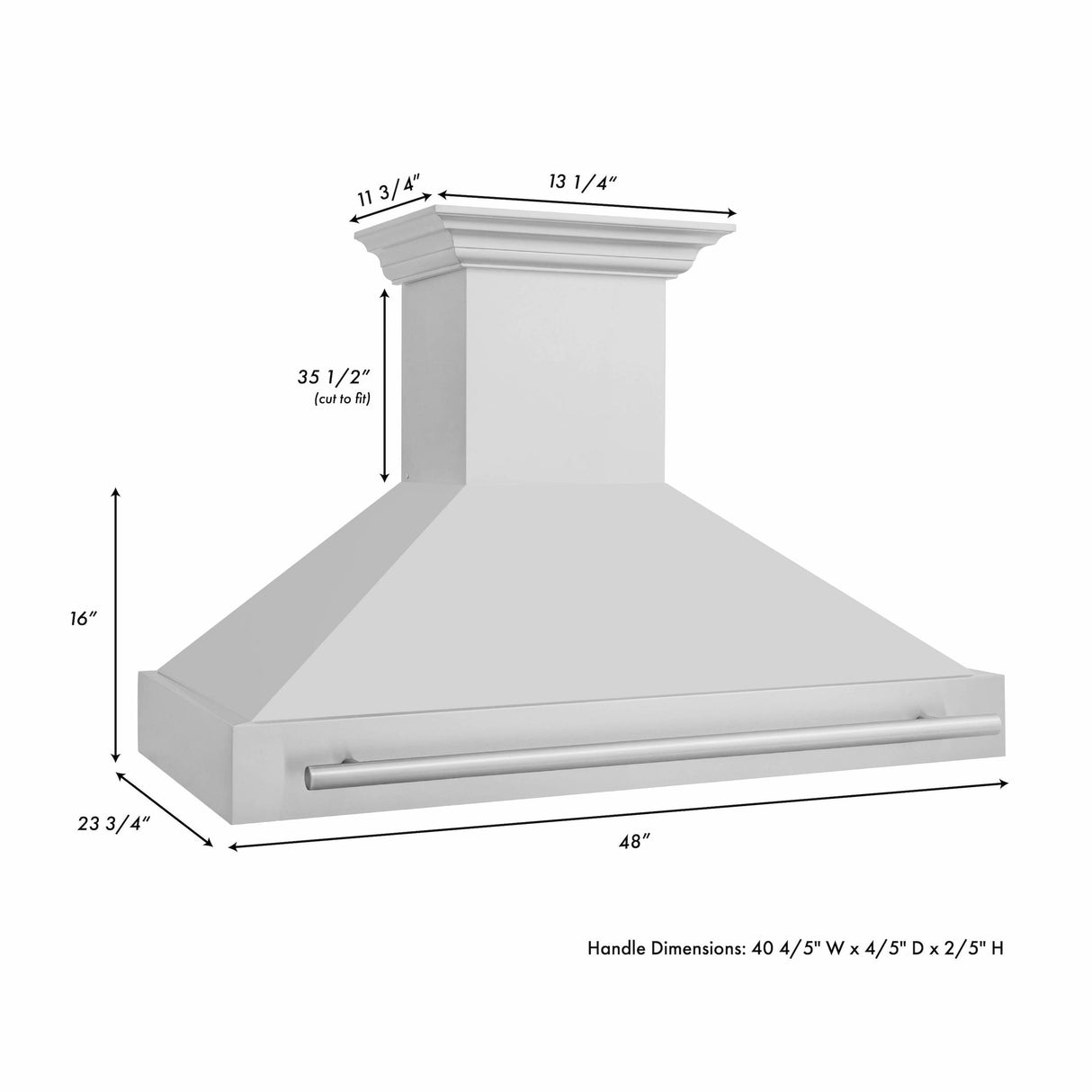 ZLINE 48 in. Stainless Steel Range Hood with Stainless Steel Handle (8654STX-48) [Color: Blue Matte]