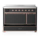 ILVE UMIB48QNR3MGP Majestic III 48 inch Induction Range with 6 Elements, 5.02 cu. ft. Total Oven Capacity (Solid Door, Graphite Matte, Copper)
