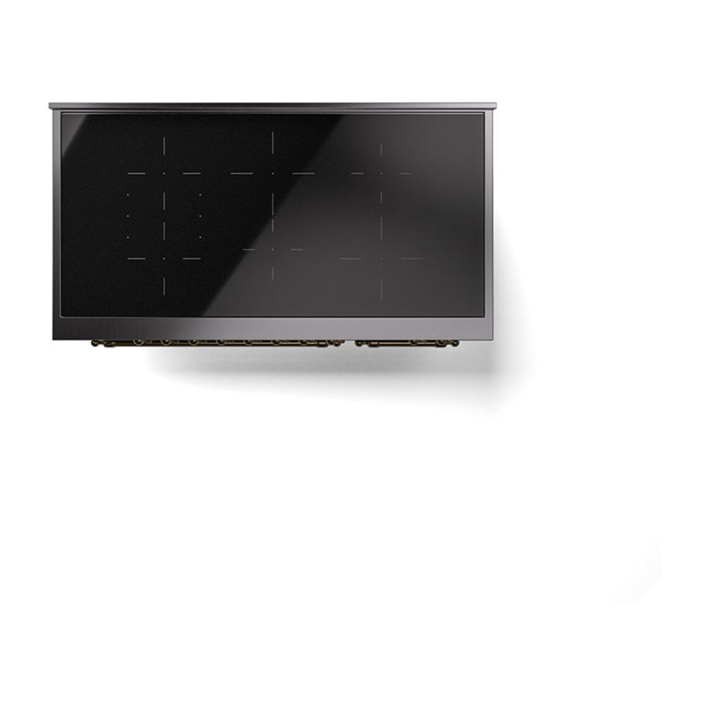 ILVE UNI486QNMPBGG Nostalgie II Noblesse 48 inch Induction Range (Solid Door, Blue Grey, Brass)