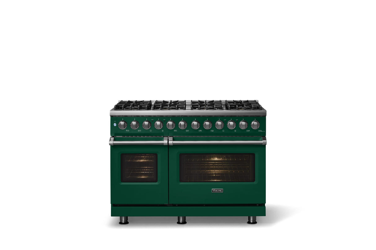 48"W. Dual Fuel Range (Burner: 8b, Finish: Ivy, Trim: Polished Chrome, Fuel: Natural Gas)