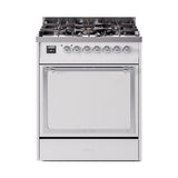 ILVE UN30QNMPWHC Nostalgie II Noblesse 30 inch Dual Fuel Range (Natural Gas, Solid Door, White, Chrome)