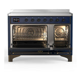 ILVE UMIB48NR3MBB Majestic III 48 inch Induction Range with 6 Elements, 5.02 cu. ft. Total Oven Capacity (Triple Glass Door, Midnight Blue, Burnished)
