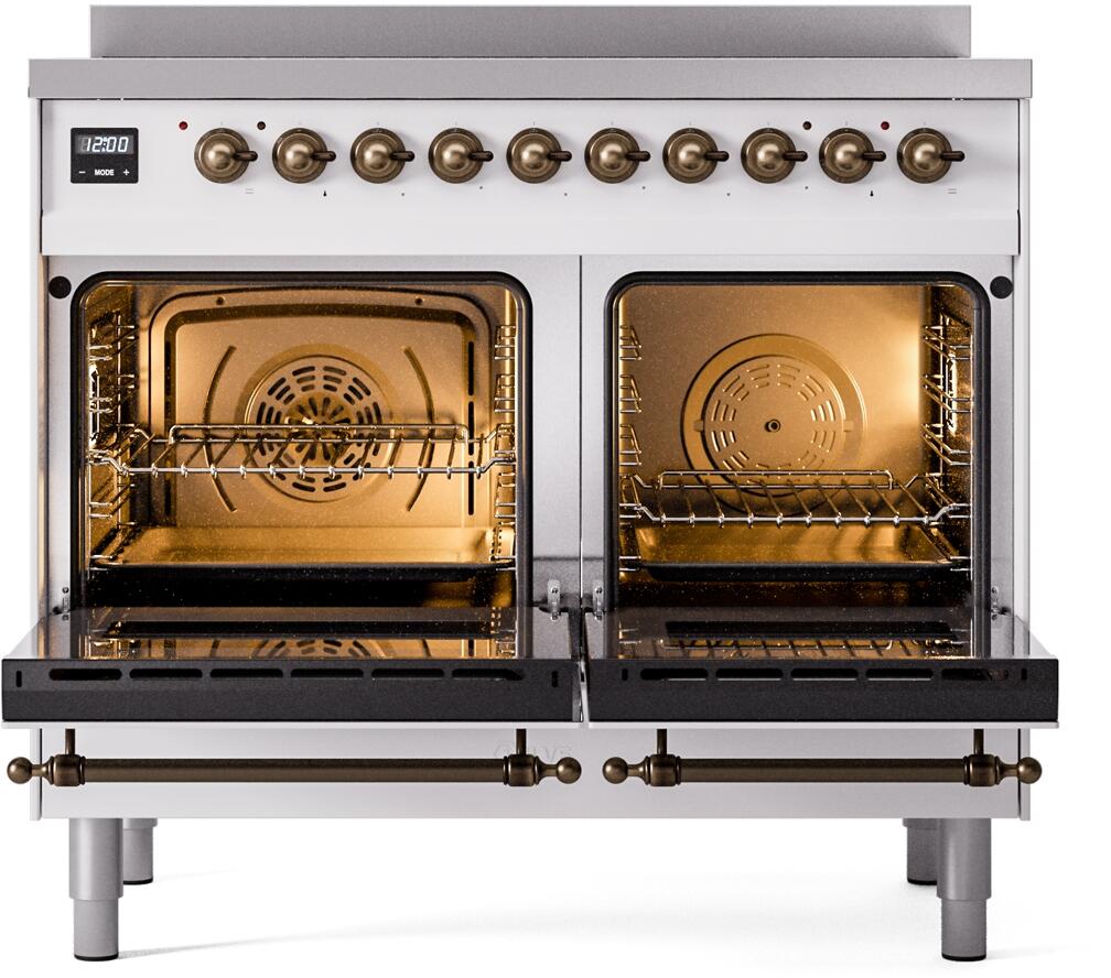 Nostalgie II 40 Inch Electric Freestanding Range in White with Bronze Trim